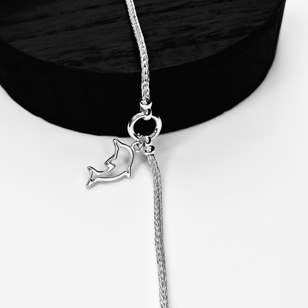 Pulsera Espiga con Dije Delfin Plata 950
